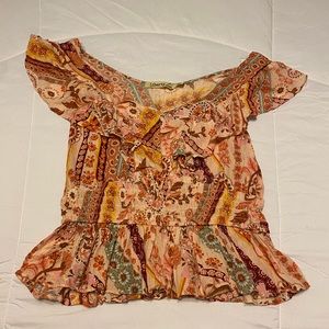 Short Sleeve Pink Peplum Crop Top